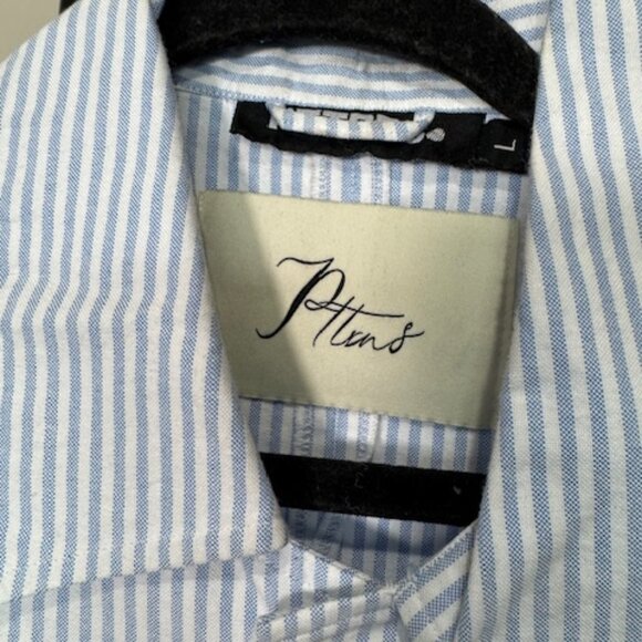 Pttrn Plaid Paris Striped Short-Sleeve Button-Up Shir - Picture 2 of 4
